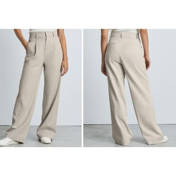 Everlane The Way-High Drape Pant Sandstone Cream Tan Trousers NWT Size 16S Short - Picture 9 of 9